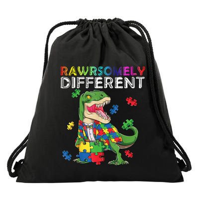 Dare To Be Yours Different Autism Awareness Dinosaur Cool Gift Drawstring Bag