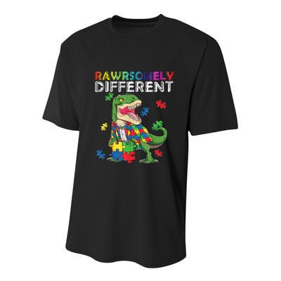 Dare To Be Yours Different Autism Awareness Dinosaur Cool Gift Youth Performance Sprint T-Shirt