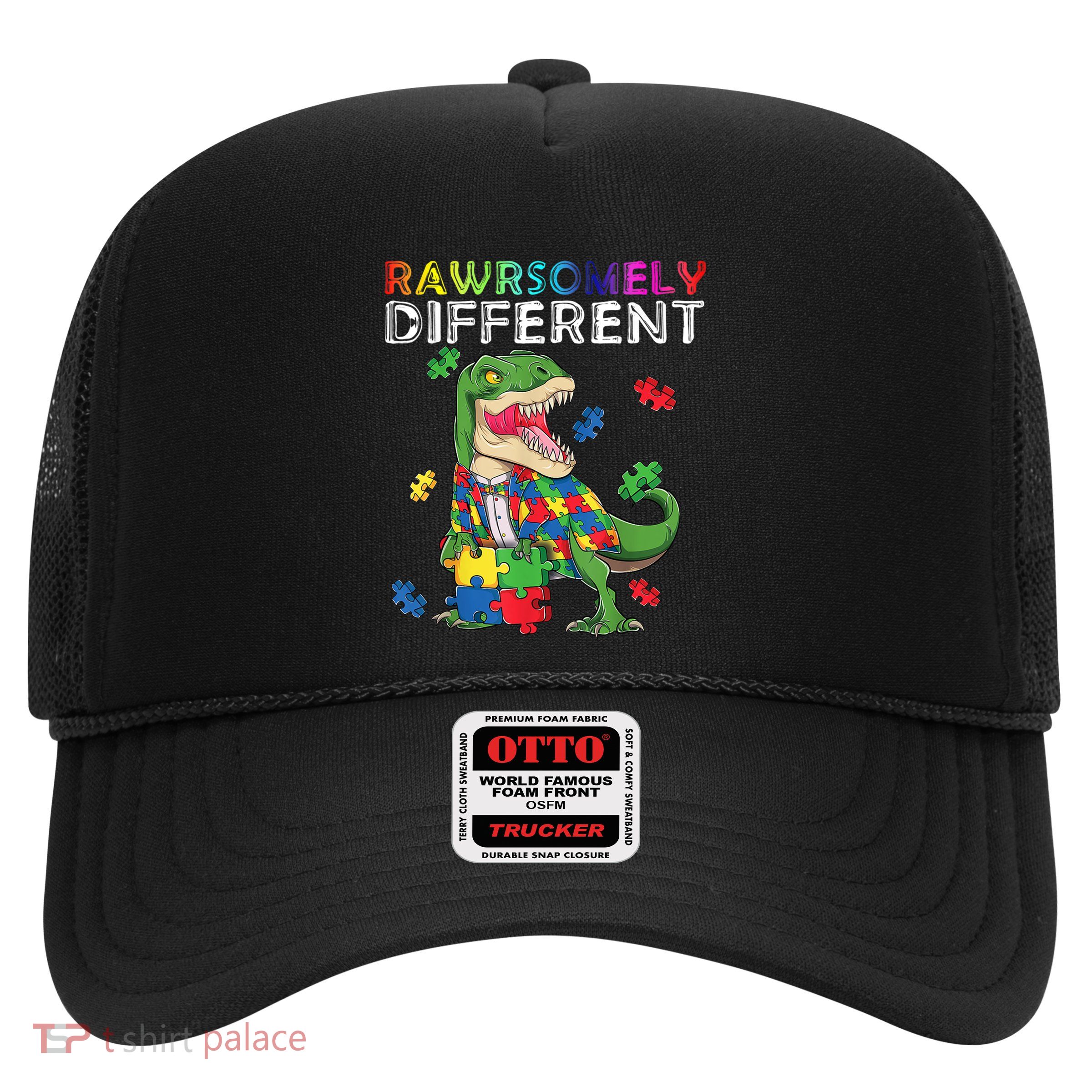 Dare To Be Yours Different Autism Awareness Dinosaur Cool Gift Trucker Hat