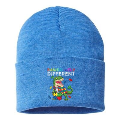 Dare To Be Yours Different Autism Awareness Dinosaur Cool Gift Sustainable Knit Beanie