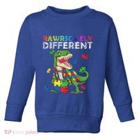 Dare To Be Yours Different Autism Awareness Dinosaur Cool Gift Toddler Sweatshirt