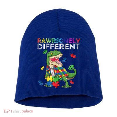 Dare To Be Yours Different Autism Awareness Dinosaur Cool Gift Short Acrylic Beanie