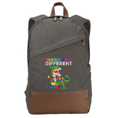 Dare To Be Yours Different Autism Awareness Dinosaur Cool Gift Cotton Canvas Backpack