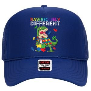 Dare To Be Yours Different Autism Awareness Dinosaur Cool Gift High Crown Mesh Back Trucker Hat