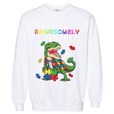 Dare To Be Yours Different Autism Awareness Dinosaur Cool Gift Garment-Dyed Sweatshirt