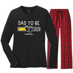 Dad To Be 2025 Dad Est 2025 Daddy To Be Promoted To Daddy Women's Long Sleeve Flannel Pajama Set 