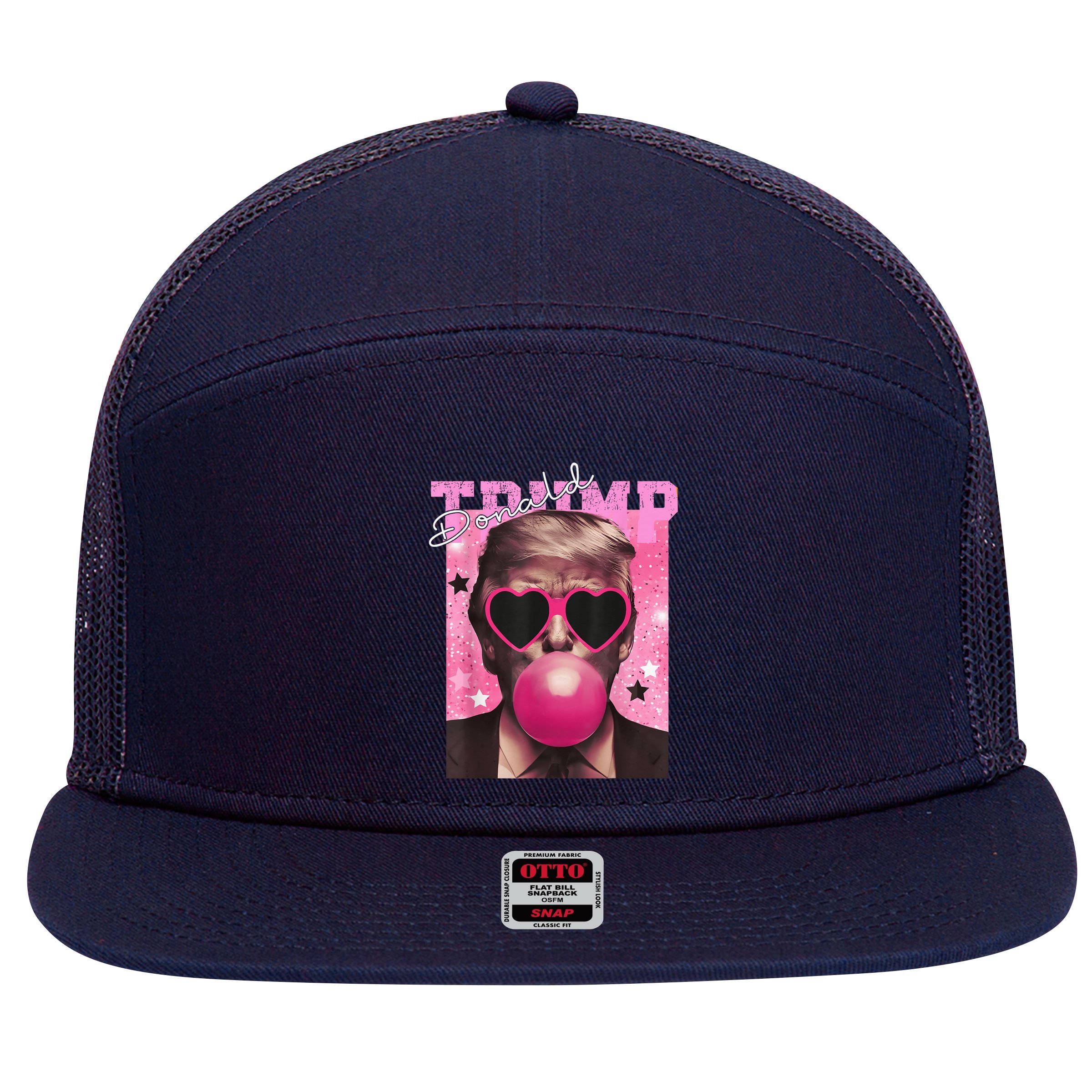 Donald Trump B.U.B.Bl.E G.U.M P.I.N.K. Sunglasses 7 Panel Mesh Trucker Snapback Hat