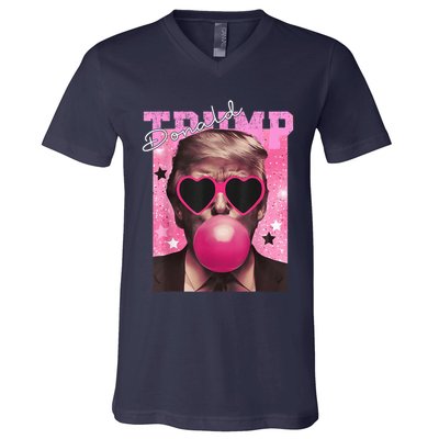 Donald Trump B.U.B.Bl.E G.U.M P.I.N.K. Sunglasses V-Neck T-Shirt
