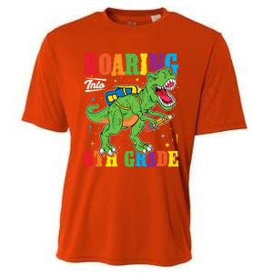 Dinosaur TRex Back To School Roaring Into Sixth Grade Gift Cooling Performance Crew T-Shirt