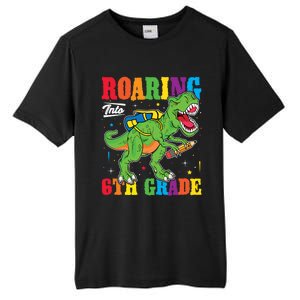 Dinosaur TRex Back To School Roaring Into Sixth Grade Gift Tall Fusion ChromaSoft Performance T-Shirt