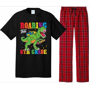 Dinosaur TRex Back To School Roaring Into Sixth Grade Gift Pajama Set