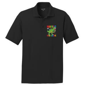 Dinosaur TRex Back To School Roaring Into Sixth Grade Gift PosiCharge RacerMesh Polo