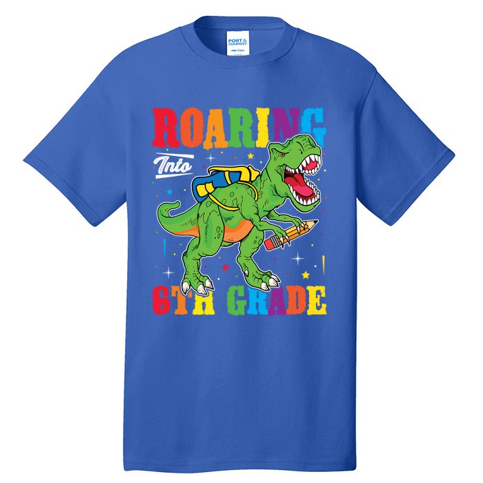 Dinosaur TRex Back To School Roaring Into Sixth Grade Gift Tall T-Shirt