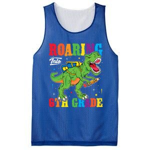 Dinosaur TRex Back To School Roaring Into Sixth Grade Gift Mesh Reversible Basketball Jersey Tank