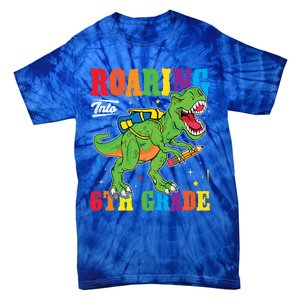 Dinosaur TRex Back To School Roaring Into Sixth Grade Gift Tie-Dye T-Shirt