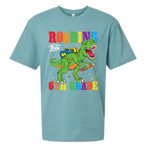 Dinosaur TRex Back To School Roaring Into Sixth Grade Gift Sueded Cloud Jersey T-Shirt