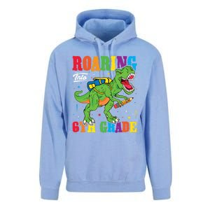 Dinosaur TRex Back To School Roaring Into Sixth Grade Gift Unisex Surf Hoodie