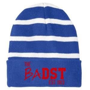 Dst The Badst Est 1913 Soror Delta Gift Striped Beanie with Solid Band