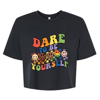 Dare To Be Yourself LGBT Rainbow Flag Pride Month Bella+Canvas Jersey Crop Tee