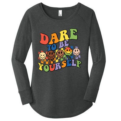 Dare To Be Yourself LGBT Rainbow Flag Pride Month Women's Perfect Tri Tunic Long Sleeve Shirt