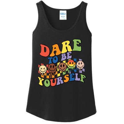 Dare To Be Yourself LGBT Rainbow Flag Pride Month Ladies Essential Tank