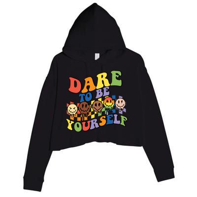 Dare To Be Yourself LGBT Rainbow Flag Pride Month Crop Fleece Hoodie