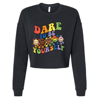 Dare To Be Yourself LGBT Rainbow Flag Pride Month Cropped Pullover Crew