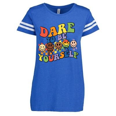 Dare To Be Yourself LGBT Rainbow Flag Pride Month Enza Ladies Jersey Football T-Shirt