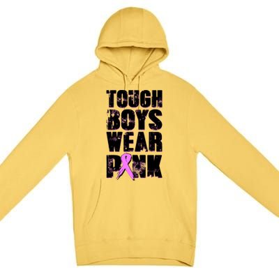 Distressed Tough Boys Wear Pink Breast Cancer Awareness Premium Pullover Hoodie