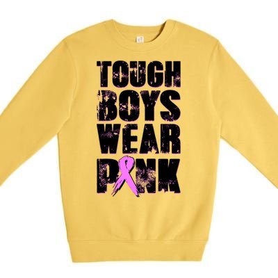 Distressed Tough Boys Wear Pink Breast Cancer Awareness Premium Crewneck Sweatshirt