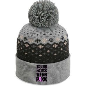 Distressed Tough Boys Wear Pink Breast Cancer Awareness The Baniff Cuffed Pom Beanie