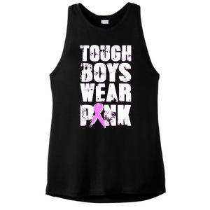 Distressed Tough Boys Wear Pink Breast Cancer Awareness Ladies PosiCharge Tri-Blend Wicking Tank