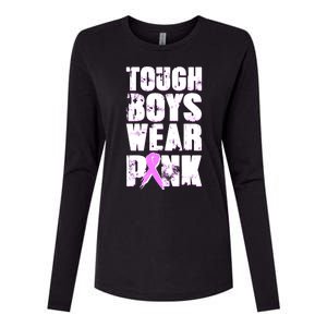 Distressed Tough Boys Wear Pink Breast Cancer Awareness Womens Cotton Relaxed Long Sleeve T-Shirt