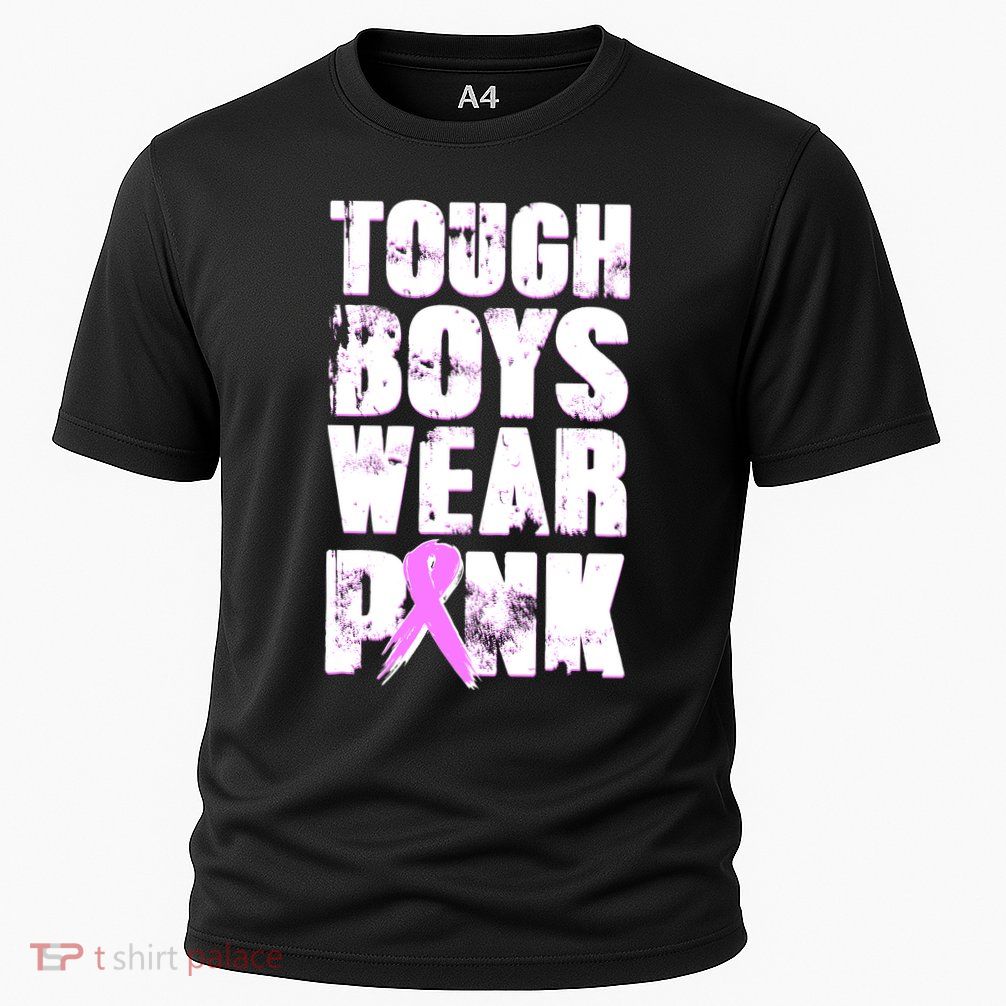 Distressed Tough Boys Wear Pink Breast Cancer Awareness Cooling Performance Crew T-Shirt