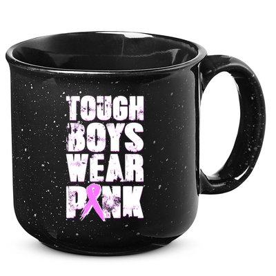 Distressed Tough Boys Wear Pink Breast Cancer Awareness 15oz Campfire Ceramic Mug