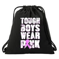 Distressed Tough Boys Wear Pink Breast Cancer Awareness Drawstring Bag