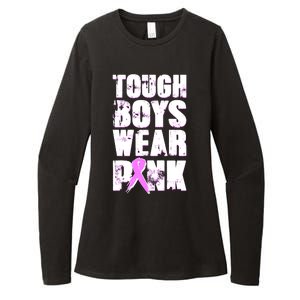 Distressed Tough Boys Wear Pink Breast Cancer Awareness Womens CVC Long Sleeve Shirt