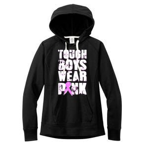 Distressed Tough Boys Wear Pink Breast Cancer Awareness Women's Fleece Hoodie