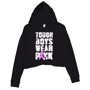 Distressed Tough Boys Wear Pink Breast Cancer Awareness Crop Fleece Hoodie