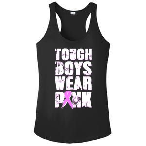 Distressed Tough Boys Wear Pink Breast Cancer Awareness Ladies PosiCharge Competitor Racerback Tank