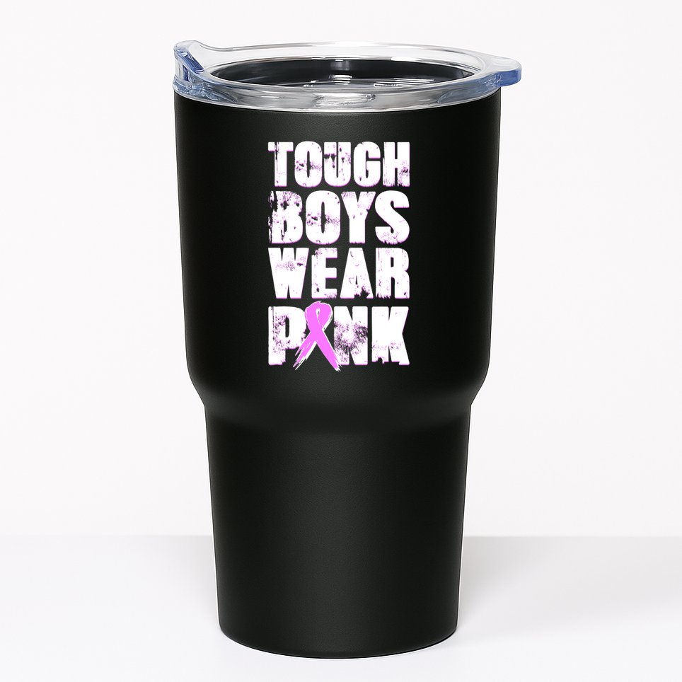 Distressed Tough Boys Wear Pink Breast Cancer Awareness Tumbler