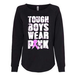 Distressed Tough Boys Wear Pink Breast Cancer Awareness Womens California Wash Sweatshirt