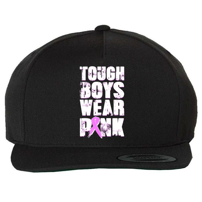 Distressed Tough Boys Wear Pink Breast Cancer Awareness Wool Snapback Cap