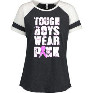 Distressed Tough Boys Wear Pink Breast Cancer Awareness Enza Ladies Jersey Colorblock Tee