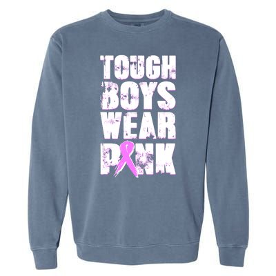 Distressed Tough Boys Wear Pink Breast Cancer Awareness Garment-Dyed Sweatshirt