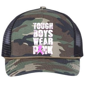 Distressed Tough Boys Wear Pink Breast Cancer Awareness Retro Rope Trucker Hat Cap