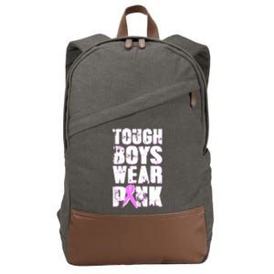 Distressed Tough Boys Wear Pink Breast Cancer Awareness Cotton Canvas Backpack