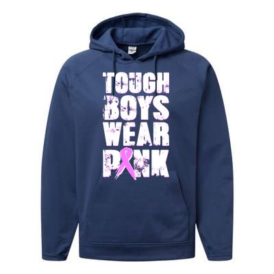 Distressed Tough Boys Wear Pink Breast Cancer Awareness Performance Fleece Hoodie