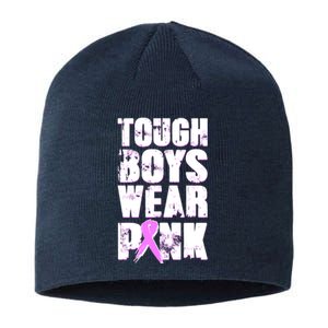 Distressed Tough Boys Wear Pink Breast Cancer Awareness Sustainable Beanie