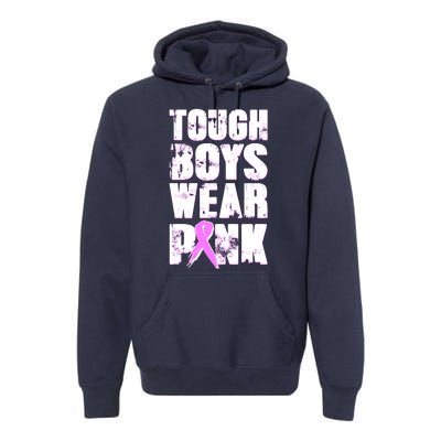 Distressed Tough Boys Wear Pink Breast Cancer Awareness Premium Hoodie